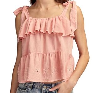 NWT Lucky Brand Women's Cotton Eyelet Dancing Bears Tank Top